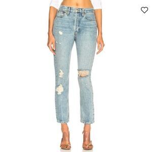 RE/DONE ORIGINALS High Rise Straight in Light Destruction Wash Size 23